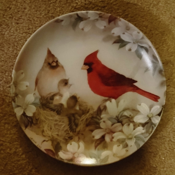 1989 LENA LIU CARDINALS BIRDS MORNING SERENADE PORCELAIN PLATE! ☆☆ 3 For $25☆☆ - Picture 2 of 5